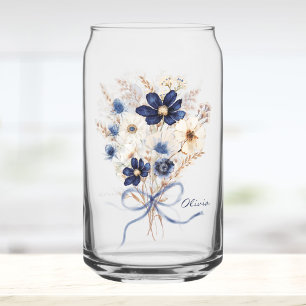 Bouquet de fleurs bleu marine aquarelle personnali