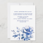 Bouquet de fleurs bleues Baptême Invitation (Dos)