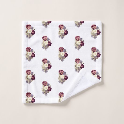 Bouquet de fleurs bleues blanches rustiques bordea (Gant de toilette)