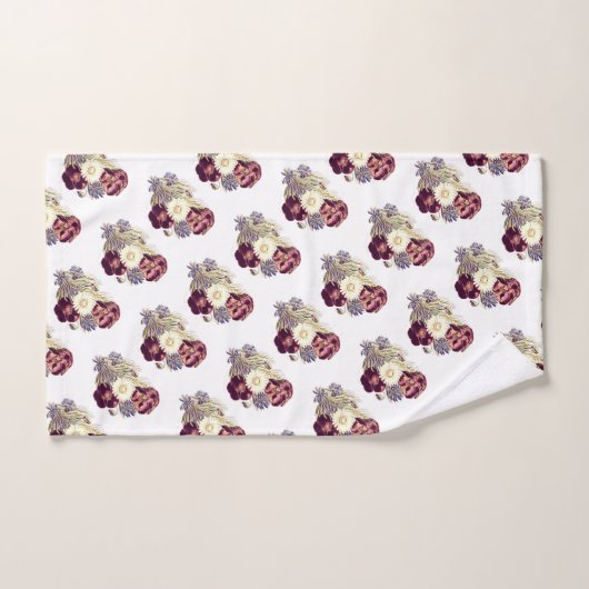 Bouquet de fleurs bleues blanches rustiques bordea (Serviette à main)