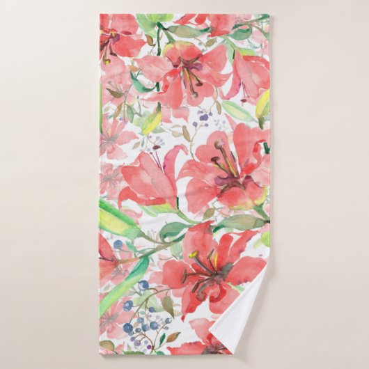 Bouquet de fleurs botaniques avec oiseau. Ressort (Serviette de bain)