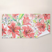 Bouquet de fleurs botaniques avec oiseau. Ressort (Serviette de bain)