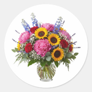 Bouquet de fleurs coloré dans un autocollant de va