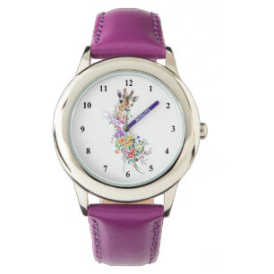 Bouquet de fleurs colorées Montre de girafe