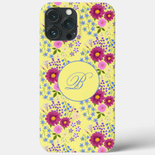 Bouquet de fleurs coque iphone Monogramme jaune
