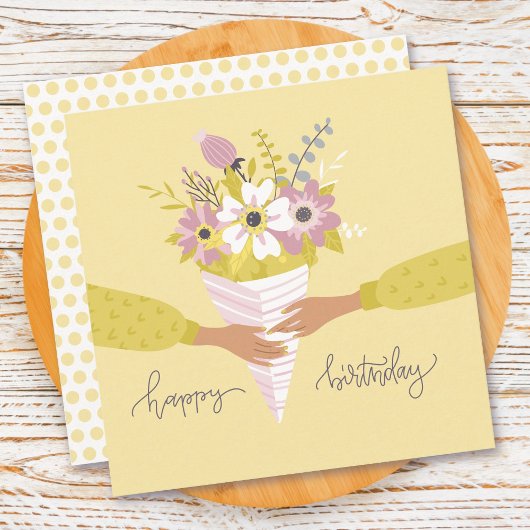 Bouquet de fleurs d'anniversaire Carte plate
