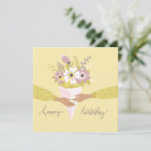 Bouquet de fleurs d'anniversaire Carte plate (Debout devant)