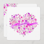 Bouquet de fleurs de coeur violet invitation de do (Devant / Derrière)