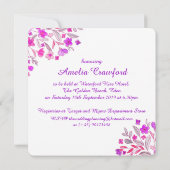 Bouquet de fleurs de coeur violet invitation de do (Dos)