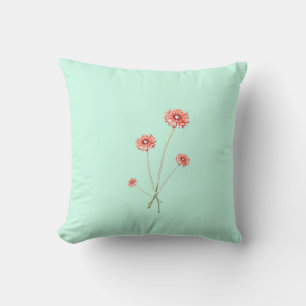 Bouquet de fleurs de gérbera rouge pâle Coussin
