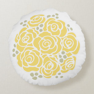 Bouquet de fleurs de rose jaune rond coussin