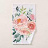 Bouquet de fleurs de rose rose monogrammé (Serviette à main)