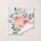 Bouquet de fleurs de rose rose monogrammé (Gant de toilette)