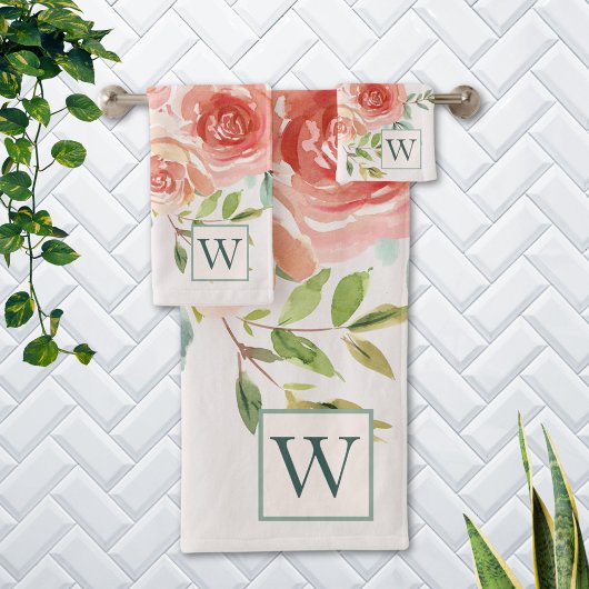 Bouquet de fleurs de rose rose monogrammé