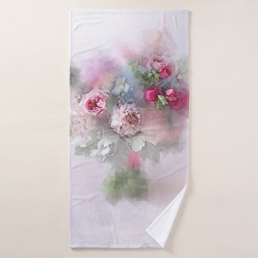 Bouquet de fleurs de roses rouges Abstraites (Serviette de bain)