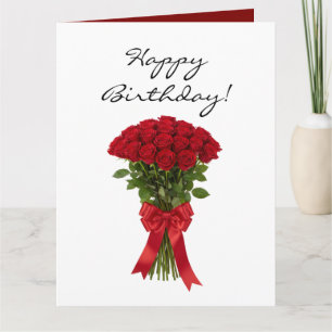 Bouquet de fleurs de roses rouges carte d'annivers