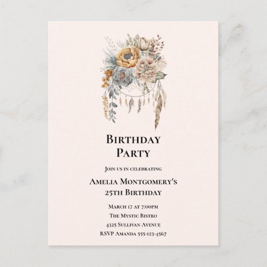 Bouquet de fleurs élégant avec carte d'anniversair (Devant)