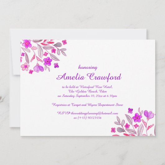 Bouquet de fleurs fleur douche nuptiale invitation (Dos)