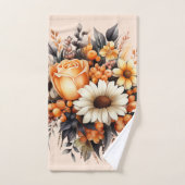 Bouquet de fleurs gris-jaune orange (Serviette à main)