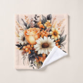 Bouquet de fleurs gris-jaune orange (Gant de toilette)