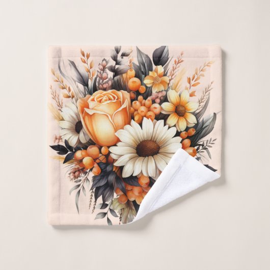 Bouquet de fleurs gris orange (Gant de toilette)
