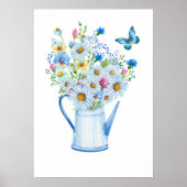 Bouquet de fleurs grises et bleues Affiche féminin (Devant)