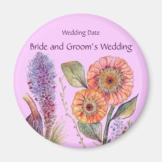 Bouquet de fleurs Mariage souvenir Magnet (Devant)