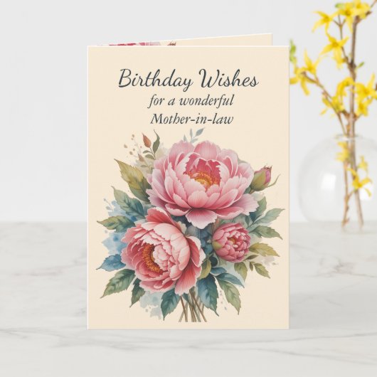 Bouquet de fleurs Peony belle-mère Carte d'anniver (Fleur jaune)