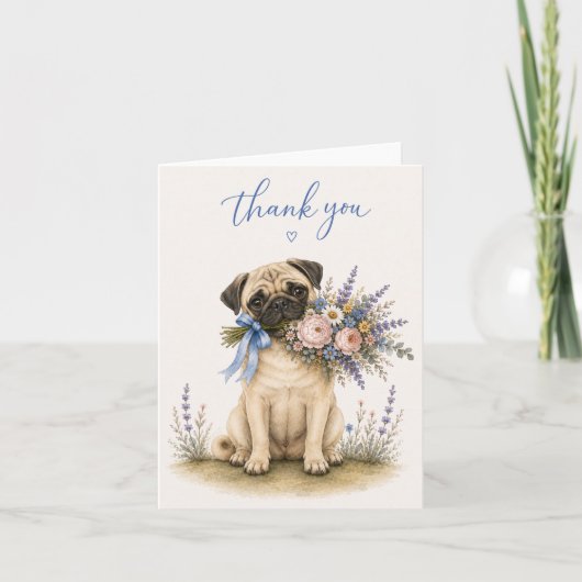 Bouquet de fleurs Pug Merci (Devant)