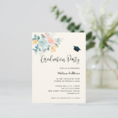 Bouquet de fleurs rose et bleu Invitation de gradu (Debout devant)