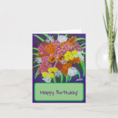 Bouquet de fleurs rose et orange Carte d'anniversa (Devant)