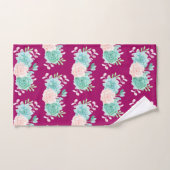 Bouquet de fleurs rose et vert sur Motif magenta (Serviette à main)
