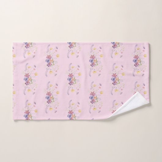 Bouquet de fleurs roses (Serviette à main)