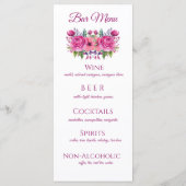 Bouquet de fleurs roses d'aquarelle - Menu Mariage (Dos)