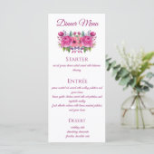 Bouquet de fleurs roses d'aquarelle - Menu Mariage (Debout devant)