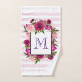 Bouquet de fleurs roses et coquelicots sur bandes (Serviette à main)