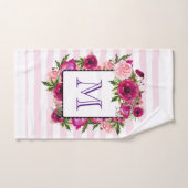 Bouquet de fleurs roses et coquelicots sur bandes (Serviette à main)