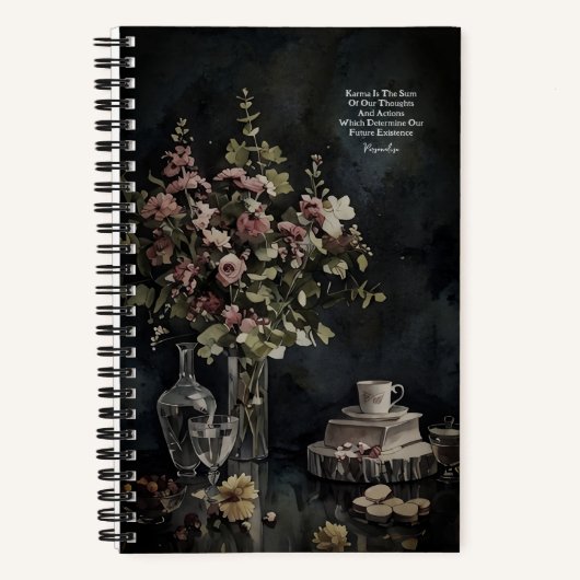 Bouquet de fleurs roses Teacup Karma Quote Journal (Recto)