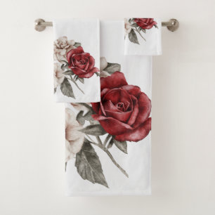 Bouquet de fleurs rouge gris et crème Boho