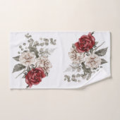 Bouquet de fleurs rouge gris et crème Boho (Serviette à main)