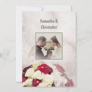 Bouquet de fleurs rouges mariage photo invitation