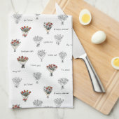 Bouquet de fleurs Serviettes de cuisine (Quart Plié)