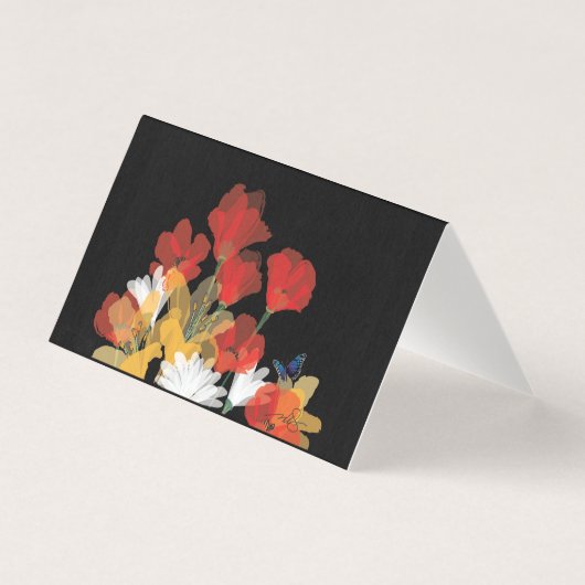 Bouquet de Fluers et Noir Carte pour notes (Front)