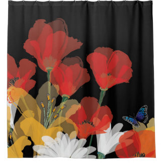 Bouquet de Fluers et Noir Douchegordijn
