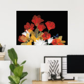 Bouquet de Fluers et Noir Poster (Thuiskantoor)