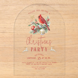 Bouquet de houx de Noël Cardinal Rouge Invitation