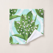 Bouquet de lis de la vallée fleurs sur le bleu (Gant de toilette)