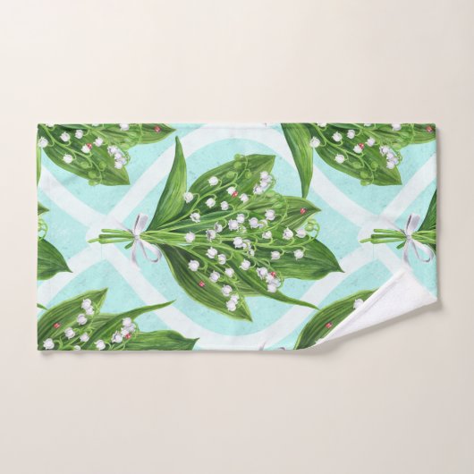 Bouquet de lis de la vallée fleurs sur le bleu (Serviette à main)