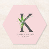 Bouquet de lys blanc monogramme floral sous-verre  (Devant)