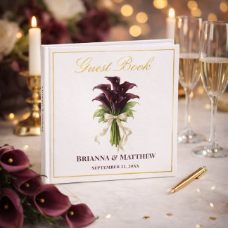 Bouquet de mariage au lys calla burgundy avec ruba